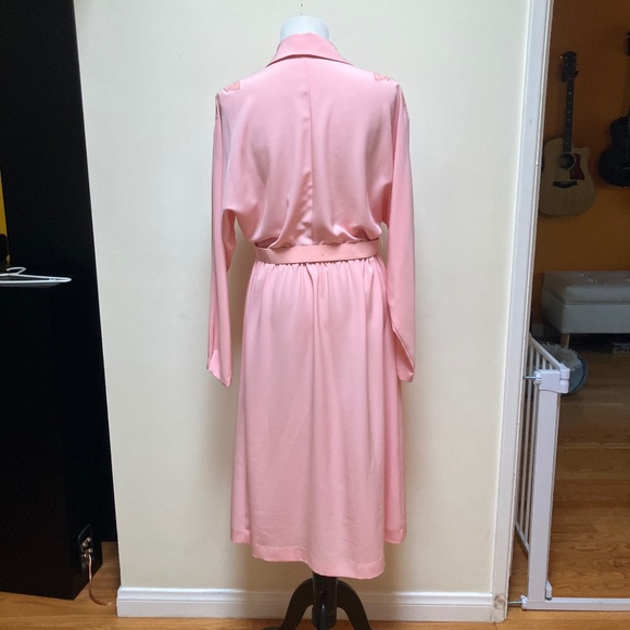 -Adolph Schuman for Lilli Ann- Vintage 80's Pink Dress with Shoulder Detailing - Picture 2 of 8